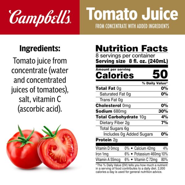Campbell’s 100% Tomato Juice, 64 (Pack of 3) - Image 4