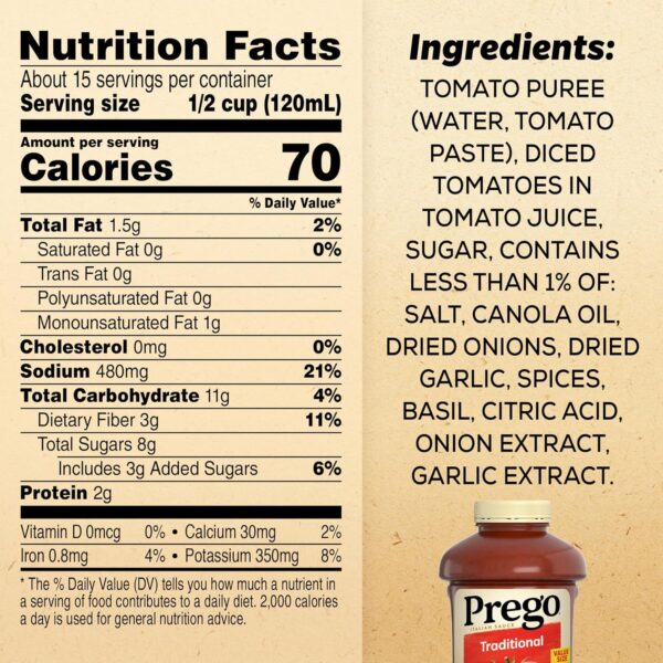 Prego Traditional Pasta Sauce, 67 Grocery Food - Image 2